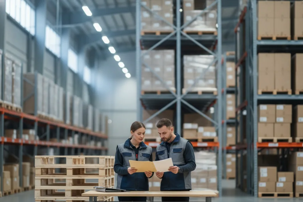 due capoturno si passano le consegne in magazzino, un esempio di misura correttiva per lo stress lavoro-correlato